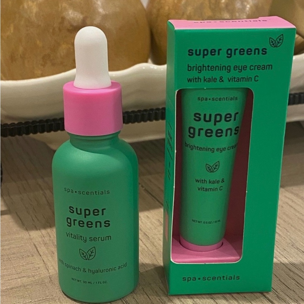 Spa scentials Super greens vitality serum & eye cream set of 2